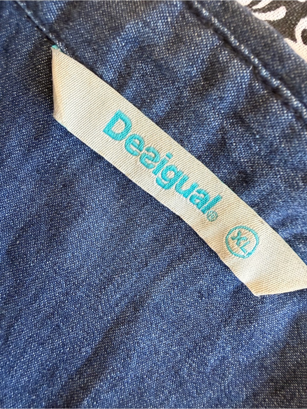 Desigual Floral Paisley Sheer Denim Lace Sleeve Button Shirt - Picture 8 of 8
